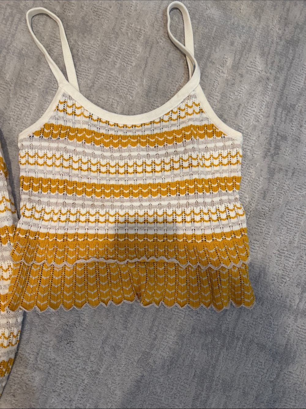 Ramy Brook White and Mustard Yellow Striped Knit Camisole